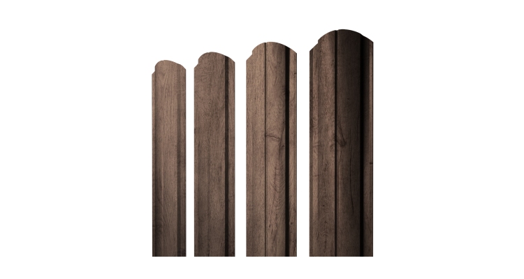 Штакетник Полукруглый Slim фигурный 0.45 Print Premium Almond Wood Fresh